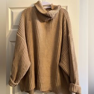 Free people - swim too deep turtleneck sweater size L - tan (never worn)